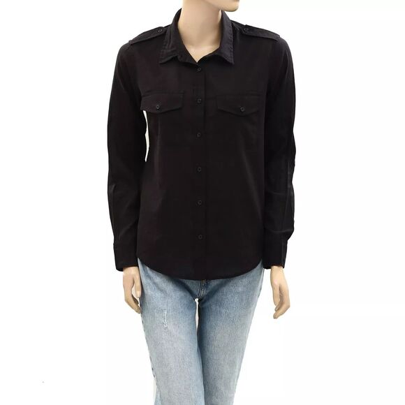 Nili Lotan Jora Tunic Shirt Top Cotton Long Sleeve Buttondown Black L NEW 283766 - Picture 6 of 9